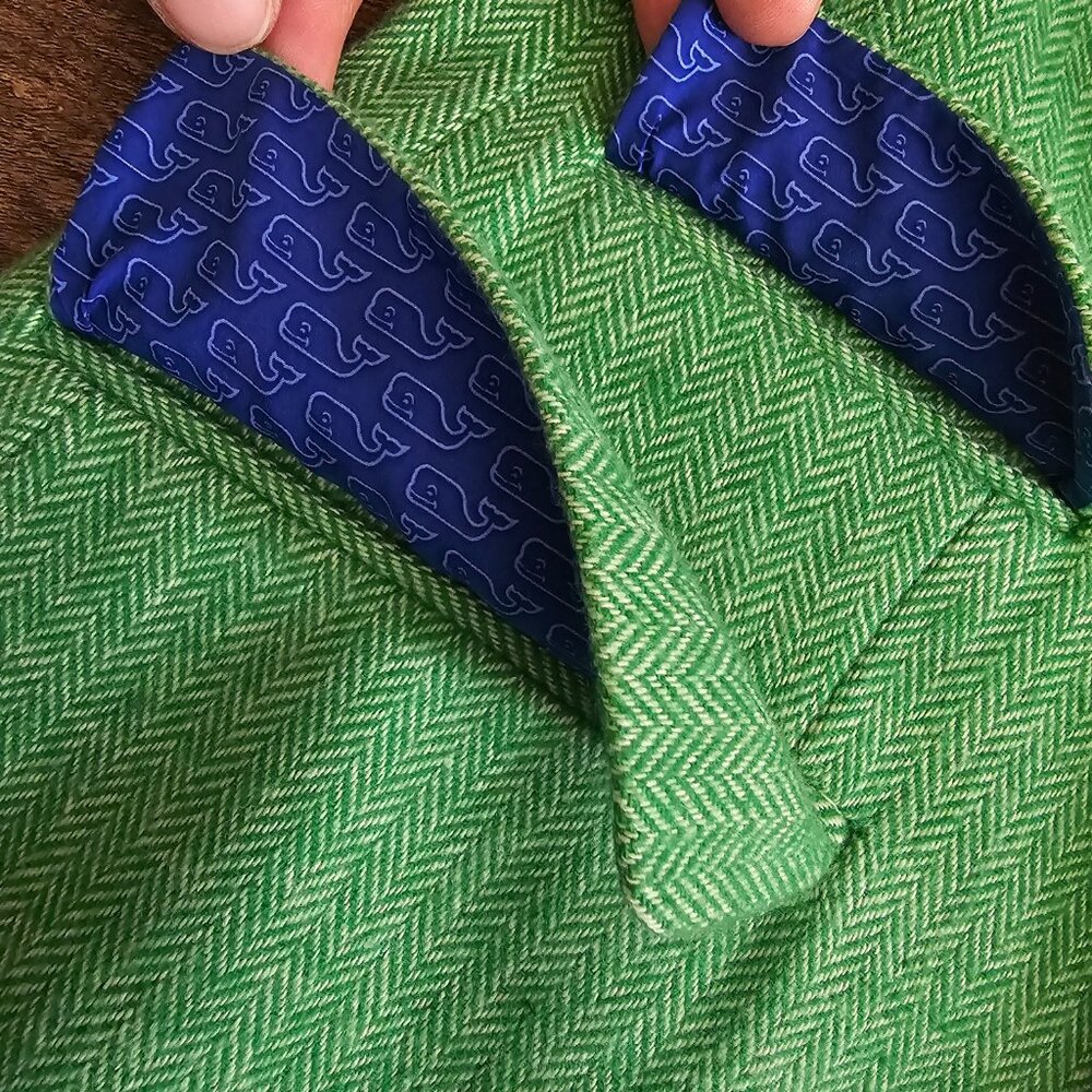 Vineyard Vines Fitted Herringbone Jacket Blazer US4 Bright Lime Green - Picture 5 of 6